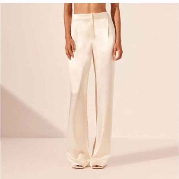 Shona Joy LA LUNE MID RISE STRAIGHT LEG PANT - CREAM